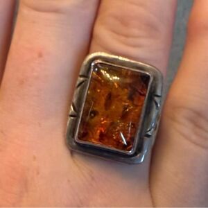 Amber and Silver Women's Ring